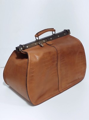 Borsone da viaggio vintage in pelle italiana con manici - Saco de
