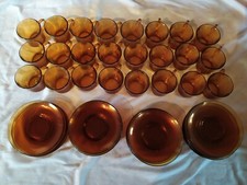 Lot De 24 Anciennes Tasses à café + Soucoupe Duralex couleur Ambrée 70'S Bistrot