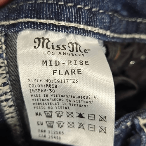 Miss Me Los Angeles DAMEN MITTELHOHER BUND SIGNATUR STIEFEL GRÖSSE 25 JEANS INNENNAHT 28" Y2K - Bild 13 von 14