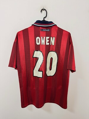 ENGLAND NATIONALMANNSCHAFT 1997/1999 AUSWÄRTS FUSSBALLTRIKOT #20 OWEN UMBRO TRIKOT GRÖSSE Y