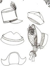 5 Doll HAT SEWING Patterns fits head size 8c.10c.12c.14c. 260