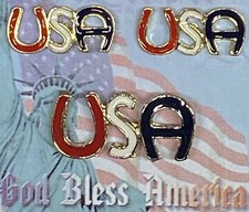 USA Set of Pierced Earrings And Lapel Pin Made in USA by OSC Gold Plate NEW