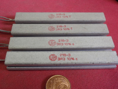 RARE! HIGH LOAD RESISTOR 3.3ohm 17W CEMENT 10x9x75mm 4x 25665