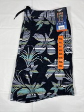 Speedo Swim Trunks Tech Volley, Black Floral, Men's 2XL, UPF 50, Zip Pocket, NEW