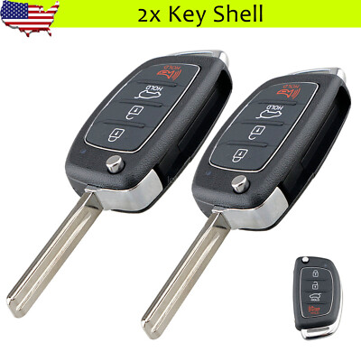 2 For 2013-2019 Hyundai Sonata Santa Fe 4 Button Flip Remote Key Fob SHELL CASE