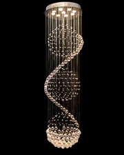 Crystal Ceiling Chandelier Spiral Fixture Light Rain Drop Pendant Lamp