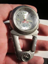MEN'S TIMEX BELT HOOK WATCH RUNS GREAT - MISSING BACK CAP -  BBA-33E