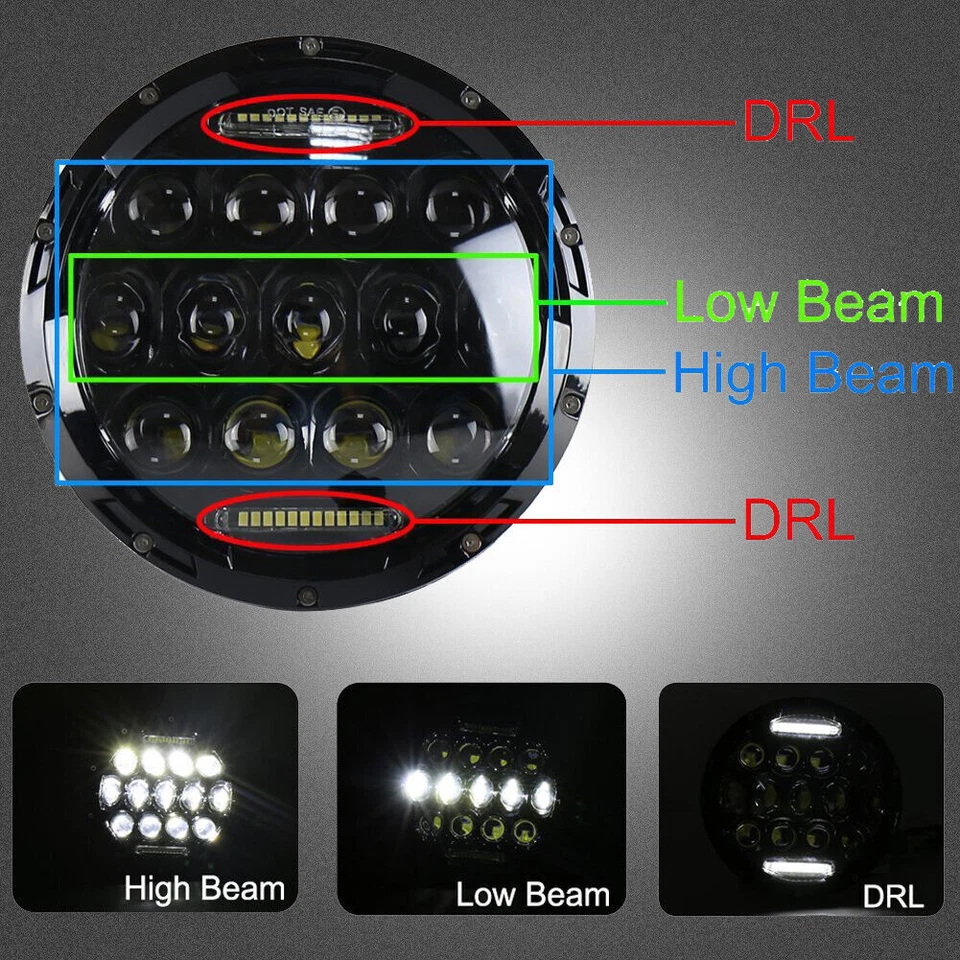 ROUND 7"INCH CHROME LED HEADLIGHT PROJECTOR FOR FORD LN7000 LN8000 LN9000 TRUCKS - Image 4 of 4