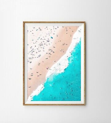 Pink Aerial Beach Ocean Wall Art Print Relaxing View Home Decor - Landscape Wall Art Harvey Norman