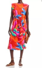 Farm Rio Pink Ombre Chita T Shirt Dress XS Red Print Cotton Belted Midi