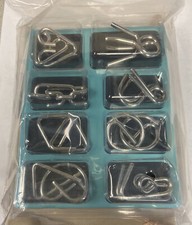 New 8 Sets IQ Test Mind Game Toys Brain Teaser Metal Puzzles Magic Trick Toy B