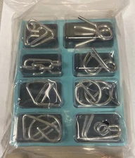 New 8 Sets IQ Test Mind Game Toys Brain Teaser Metal  Puzzles Magic Trick Toy B