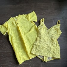 VTG Catalina 60s Luxurious Yellow Skirted Swimsuit w/Coverup A5