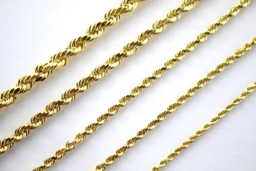 10K Yellow Gold Rope Twist Link Chain Necklace 2mm ~ 5mm 16" ~ 30" - Picture 1 of 7