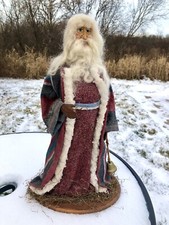 Vtg Paper Mache Paula Stobaugh Handcrafted Old World Santa W Bell- 18” Tall!
