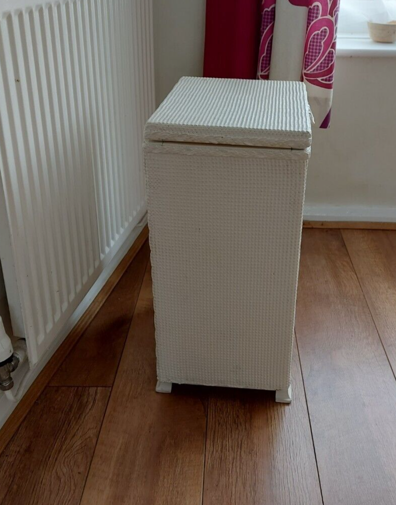 VINTAGE LLOYD LOOM LAUNDRY BIN / BASKET STORAGE TUB WHITE eBay