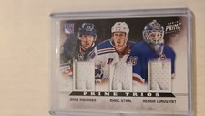 2012 13 Panini Prime Trios Jrsy #87/100 Brad Richards Staal Henrik Lundqvist NYR