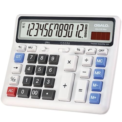 Desktop Calculator Extra Large LCD Display 12-Digit Big Number Accounting Cal...-image