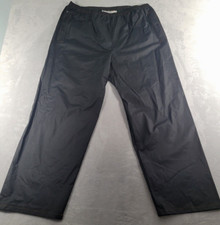 VTG Columbia Pants Mens 2XL Black Rain 100 PVC Waterproof Elastic Waist Pockets