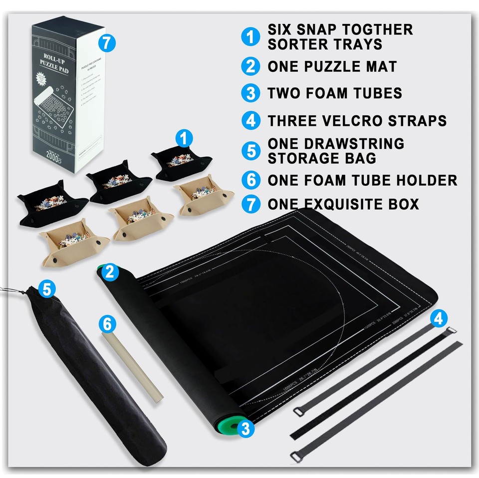 Rubber Jigsaw Puzzle Mat Roll Up 44.5X30 in 2000 1500 1000 Pieces