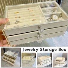 Jewelry Organizer With 3 Drawers Display Storage Earrings Necklace Bracelets Box