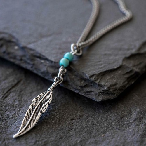 Feather Necklace - Mens Feather Pendant 