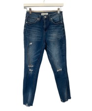 YMI Dream Ankle High-Rise Juniors Denim Jeans Size 5/27 Raw Hem Distressed