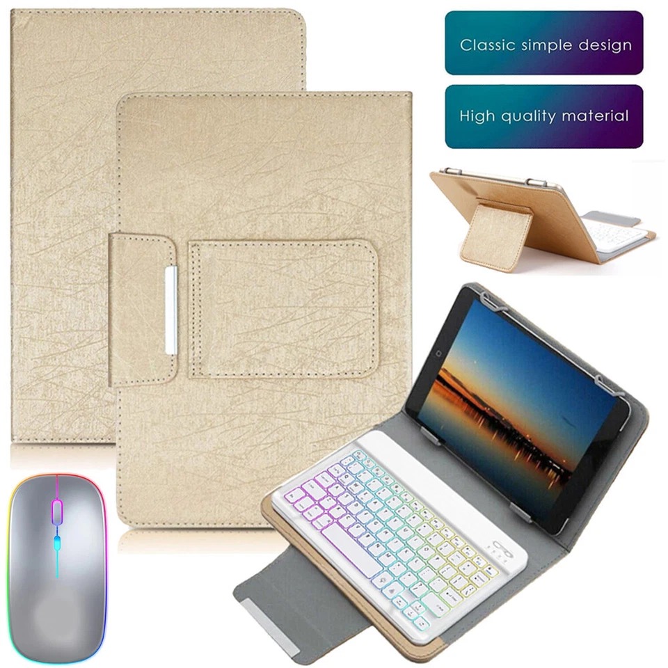 Universal Backlit Keyboard Leather Case Mouse For 10/10.1 inch Android Tablet PC - Image 4 of 4