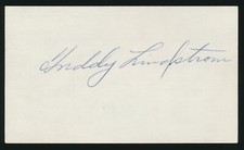 FREDDY LINDSTROM (1924-1936 Giants, Pirates) -Autographed 3x5 Card (d.1981) *HOF