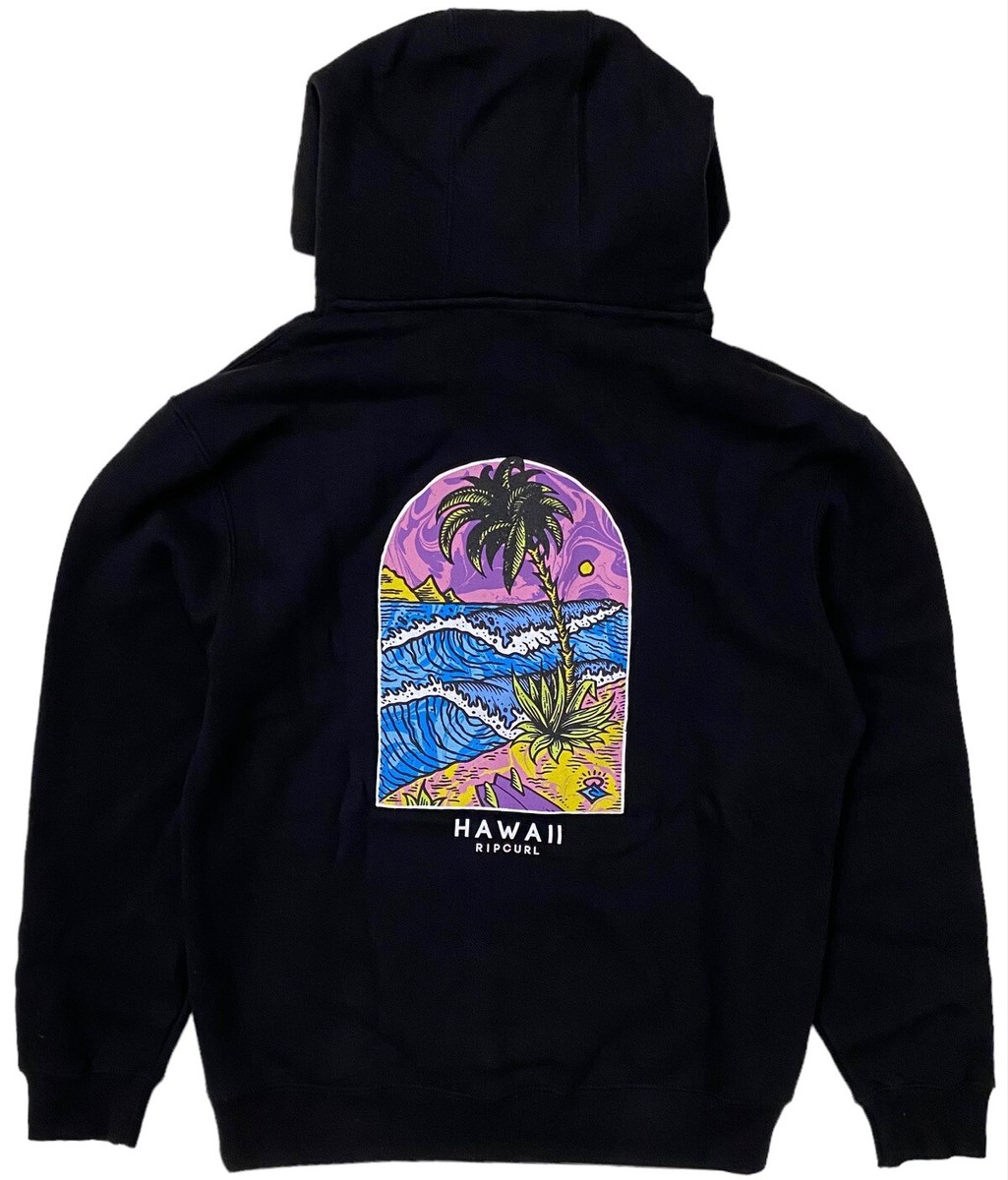 Rip Curl Menu0026#039;s Hawaii Scene Fleece Hoodie Sweatshirt in Large Black |  eBay