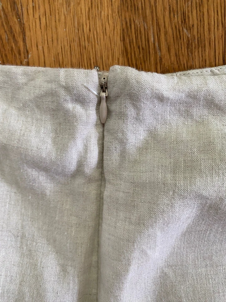 Kim Rogers Midi Skirt 14p Beige 100% Linen Modest A-Line Coastal Boho Nautical - Image 3 of 4