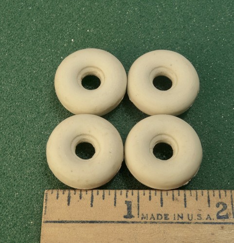 4 KILGORE larger size BALLOON fat white rubber TIRES 7/8" od Cast iron toy