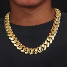 20 mm Custom 14K Yellow Gold Plated 925 Silver Cuban Link Chain Necklace for Men