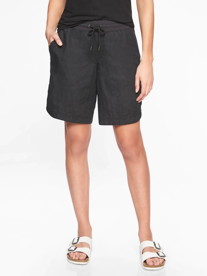 Bermudas de lino negras Athleta Bali para mujer talla 2 artículo #211386 J