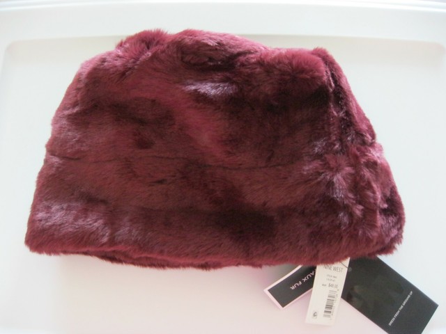 Faux Fur Cuff Cloche Berry Hat Burgundy 