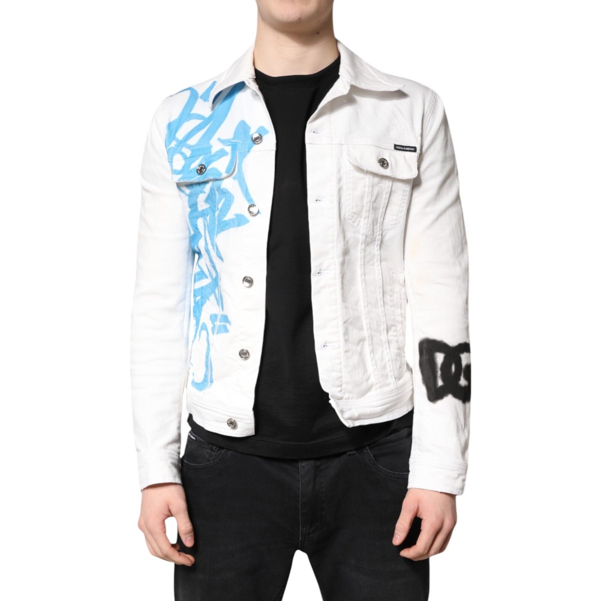 【シルク100%】DOLCE&GABBANA ドット ジャケット ブルゾン 36 DOLCE & GABBANA Jacket Black Polka Dot Stripe Nylon Bomber IT58