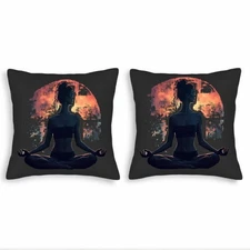 Set of 2 18x18in Throw Pillow Covers - Serene Meditative Design 