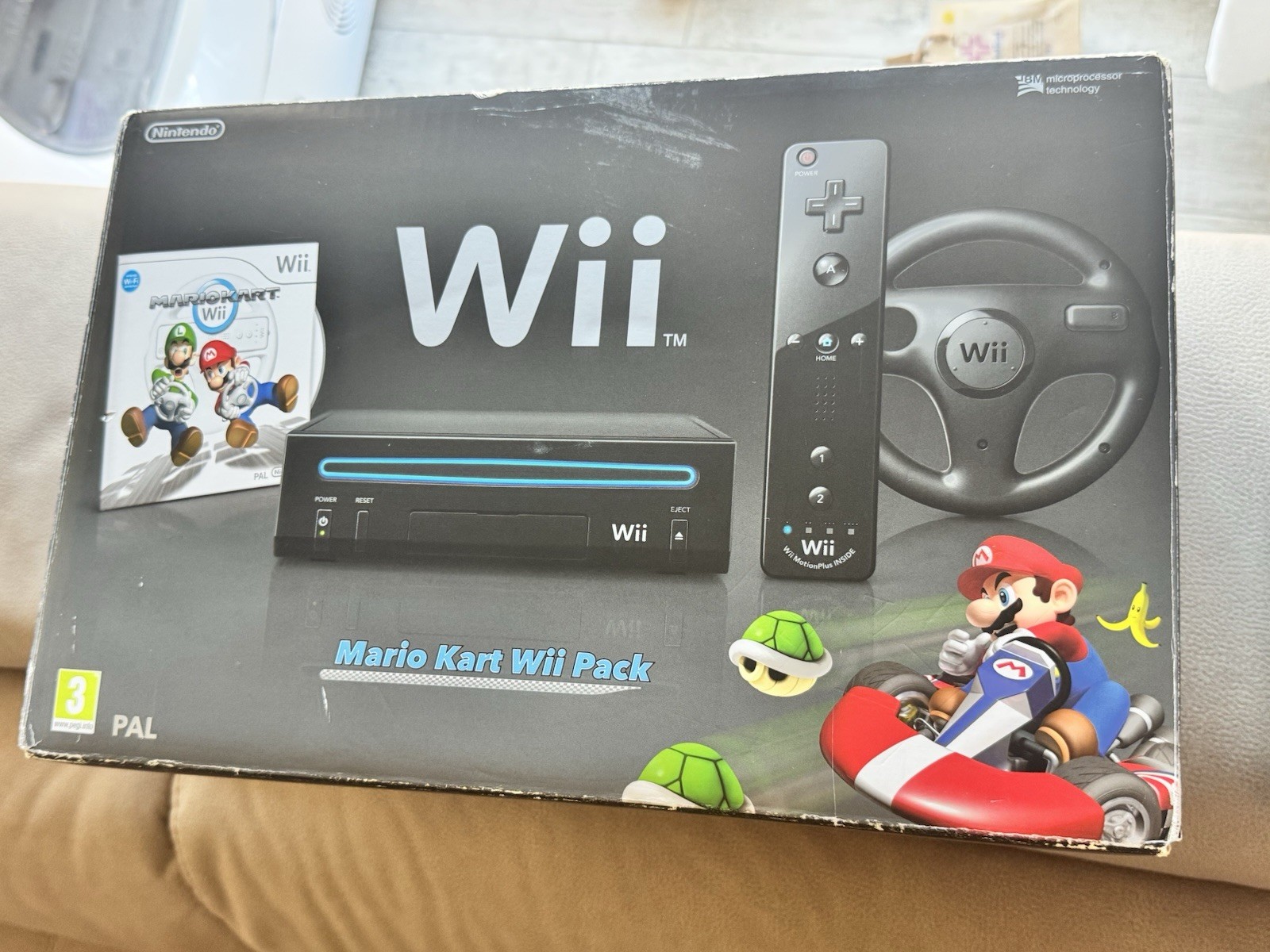 Nintendo Wii Nera RVL-101 Mario Kart Pack Scatola Originale + 3 Giochi + Accesso