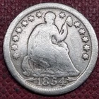 1854 O Seated Liberty Half Dime 5c Circulated Details #102480