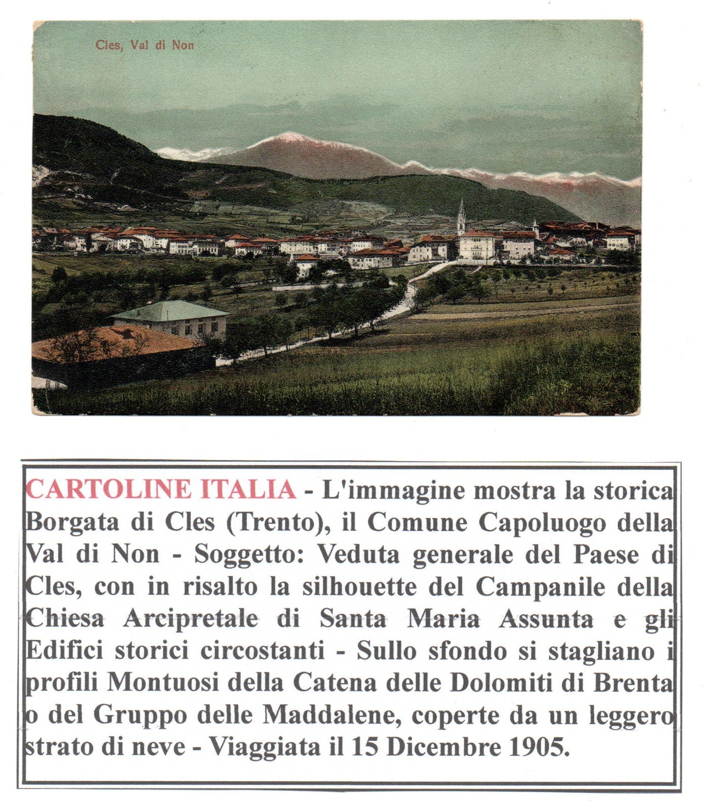 Cles (Trento) - 1905 - Panorama - (Vedi Descrizione)