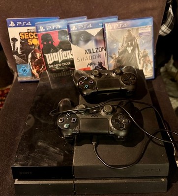 Sony Playstation 4 Konsole PS4 m. Laufwerk 2 x PS4 Controller 4 Spiele