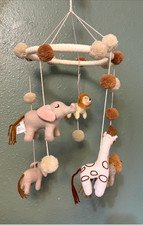 Modern Beige Baby Crib Mobile Neutral Minimalist Nursery Decor, Crib