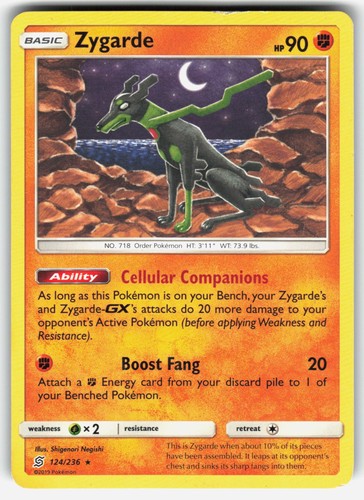 Zygarde 124/236 SM - Unified Minds Pokemon Rare EN Moderately Played
