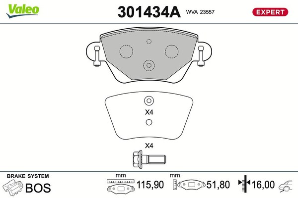 Valeo Bremsbelagsatz, Scheibenbremse Hinterachse U.A. FüR Ford, Jaguar-image