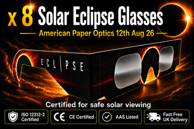 8 x Solar ECLIPSE Sonnenbrillen: 12. August 26: Kostenloser Versand im Vereinigten Königreich: ISO 12312-2 sicher