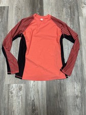 NWT Women  s Long Sleeve Coral/black Rash Guard Shirt UPF 50 Size XL