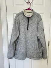 Orvis Mens Quarter Zip Pullover Sherpa Lined Sweatshirt Size 2XL Gray Mock Neck
