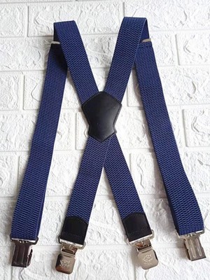 Suspender 4.0cm Men's Straps High Elastic Corrugated Models 3clips Nylon Leather