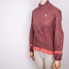 Odlo Women's Size S Packable Full Zip Running Windbreaker Jacket Maroon Pink