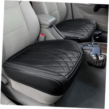 2 Pack Leather Front Car Seat Cover Bottom Car Seat, cushion pair black